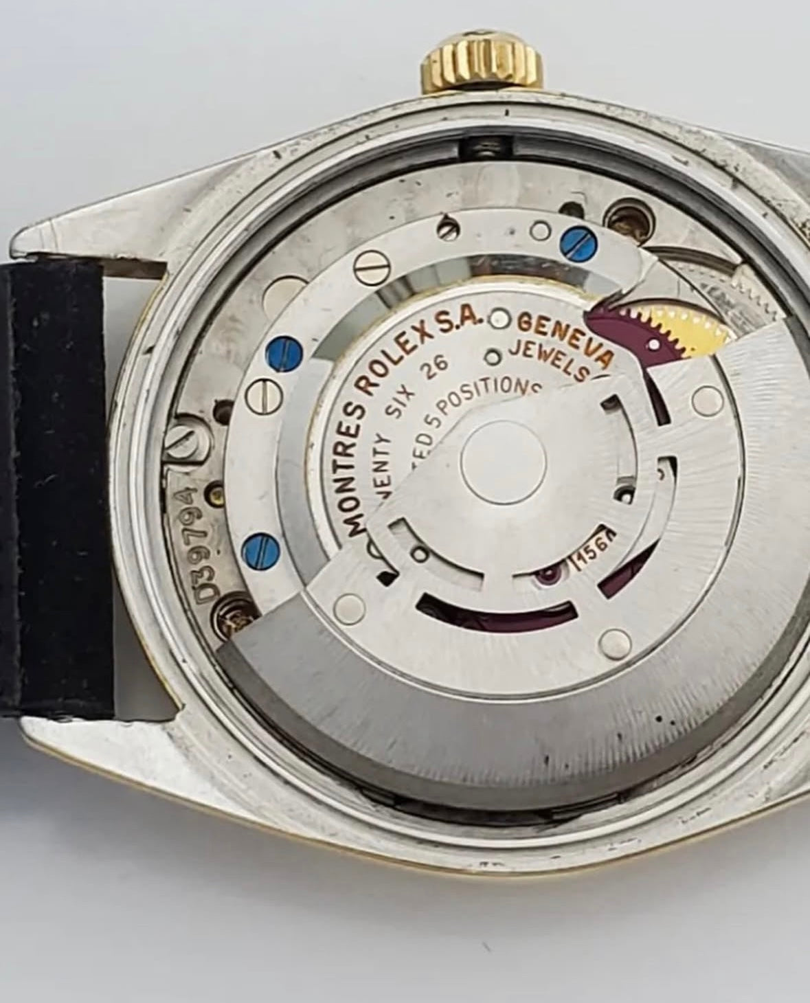 Close-up of a Rolex watch Cal.1560 on a white background